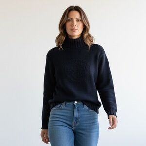 Tommy Hilfiger Logo Turtleneck Sweater Large Navy